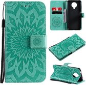 Voor Nokia 6.3/G20/G10 Zon Embossing Patroon Horizontale Flip Lederen Case met Kaartsleuf & Houder & Portemonnee & Lanyard (Groen)