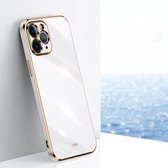 XINLI Straight 6D Plating Gold Edge TPU schokbestendig hoesje voor iPhone 11 Pro (wit)