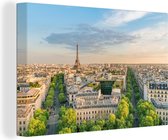 Canvas Schilderij Parijs - Eiffeltoren - Skyline - 120x80 cm - Wanddecoratie