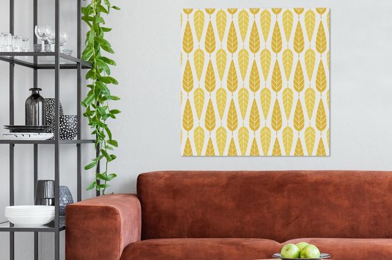 Motifs de peinture sur toile - Automne - Feuilles - Jaune - 90x90 cm - Décoration murale