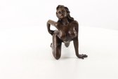 Bronzen beeld - Naakte dame - intiem - Erotisch sculptuur - 21,7 cm hoog