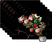 Set de table - Carte - België - Fleurs - 45x30 cm - 6 pièces