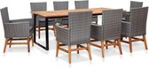Medina 9-delige Tuinset poly rattan en acaciahout grijs