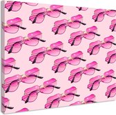 Schilderij - Roze zonnebrillen, liefde, premium print