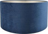 Lampenkap Cilinder - 50x50x25cm - Alice velours donkerblauw - taupe binnenkant