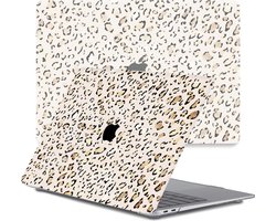 Lunso Geschikt voor MacBook Pro 13 inch (2016-2019) cover hoes - case - Leopard Rose Gold