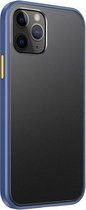 Skin Feel Frosted PC + TPU schokbestendig hoesje met kleurknop voor iPhone 12 mini (blauw)