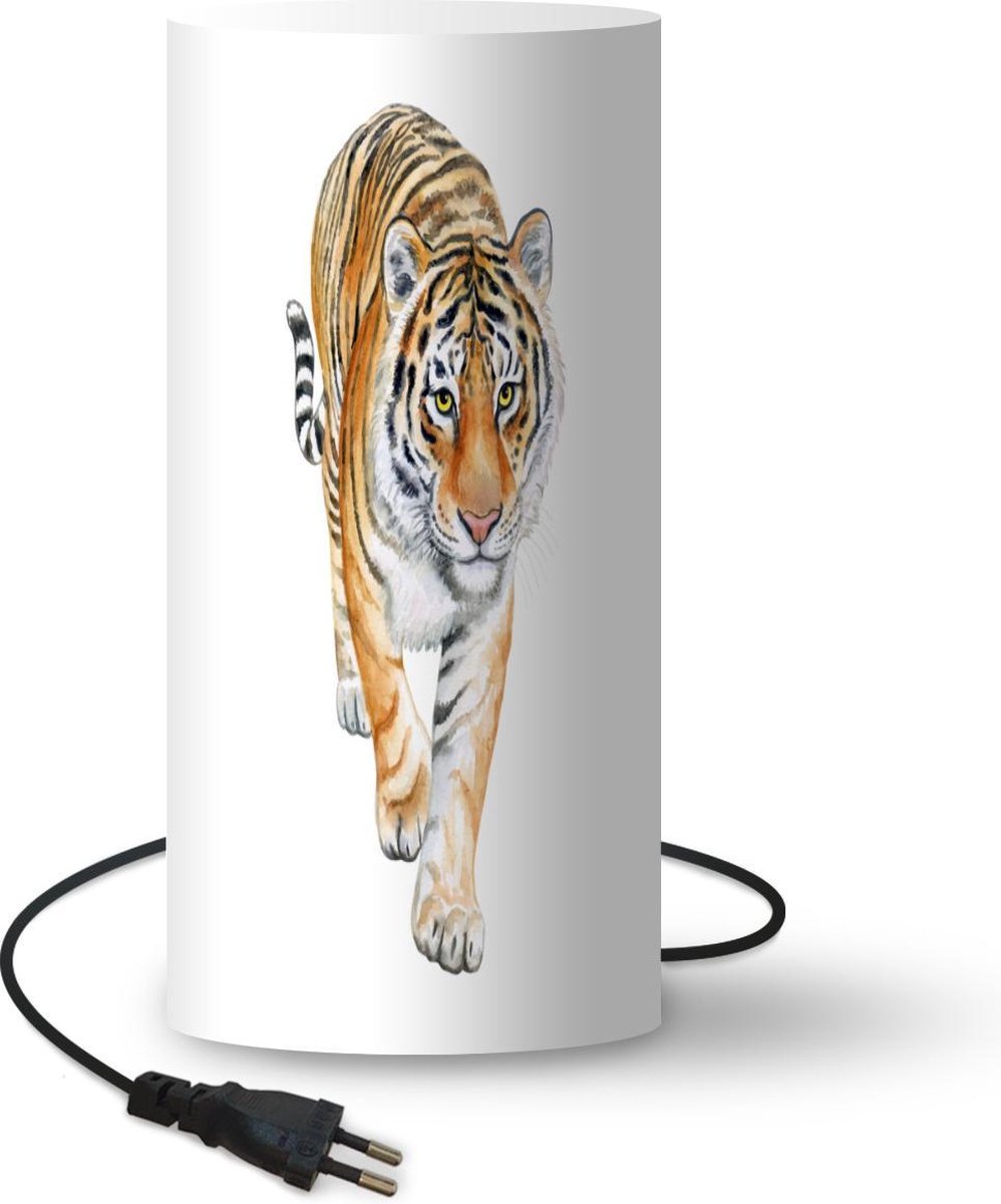 Lamp - Nachtlampje - Tafellamp slaapkamer - Tijger - Lichaam - Wit - 54 cm hoog - Ø24.8 cm - Inclusief LED lamp