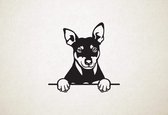 Manchester Terrier - hond met pootjes - S - 45x46cm - Zwart - wanddecoratie