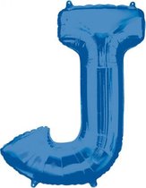 folieballon letter J 58 x 83 cm blauw