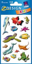 stickervel Zeedieren junior 7,6 x 12 cm papier 42-delig