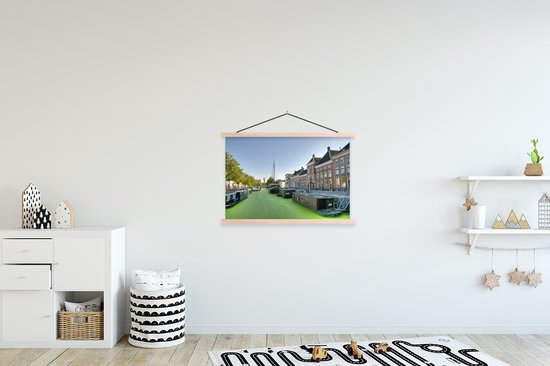 Affiche textielposter couleur verte dans les canaux de Groningen 90x60 cm