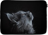 Laptophoes 13 inch - Poes - Licht - Zwart - Laptop sleeve - Binnenmaat 32x22,5 cm - Zwarte achterkant