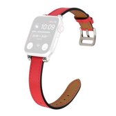 Enkele cirkel 14 mm met kralenstijl lederen vervangende band horlogeband voor Apple Watch Series 6 & SE & 5 & 4 44 mm / 3 & 2 & 1 42 mm (rood)