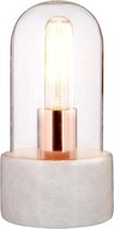 Lamonte Bell Lamp - 24cm - Helder Glazen Cloche - Wit - Marmeren - Voet / UK Stekker