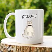 Cat Meow  - Customized mokken en bekers - mokken met tekst - mokken - bekers - cadeautje - cadeau voor vrouw - cadeau vor man - keramiek servies - valentijn cadeautje voor haar - valentijn ca
