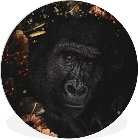 WallCircle - Wall Circle - Wall Circle Indoor - Singe - Animaux - Fleurs - Lumière - 140x140 cm - Décoration murale - Peintures Ronds