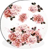 Cercle mural - Aluminium - Roses - Rose - Peinture - ⌀ 120 cm XXL
