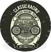 WallCircle - Wandcirkel - Muurcirkel - Motorfiets - Race - Retro - Tekening - Aluminium - Dibond - ⌀ 140 cm - Binnen en Buiten