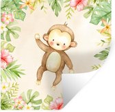 Stickers muraux - Pépinière - Chambre de bébé - Jungle - Singe - Aquarelle - 30x30 cm - Film adhésif