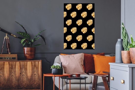 Stickers muraux - Or - Monstera - Motif - 60x90 cm - Feuille adhésive