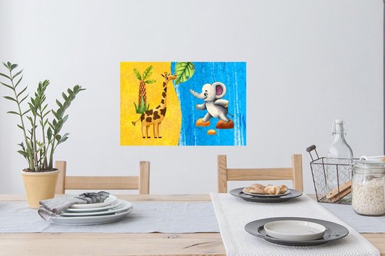 Stickers muraux - Éléphant - Girafe - Water - 60x40 cm - Feuille adhésive
