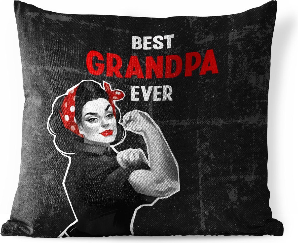 Tuinkussen - Quotes - Best grandpa ever - Spreuken - Opa - 40x40 cm - Weerbestendig