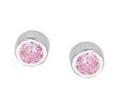 YO&NO - Oorbellen - Zilver - Oorknoppen - Rond - Zirkonia - Roze - 3,5mm - Kinderen - Zilver 925