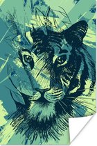 Affiche Tigre - Tête - Abstrait - 60x90 cm