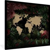 Fotolijst incl. Poster - Wereldkaart - Planten - Bloemen - 40x40 cm - Posterlijst