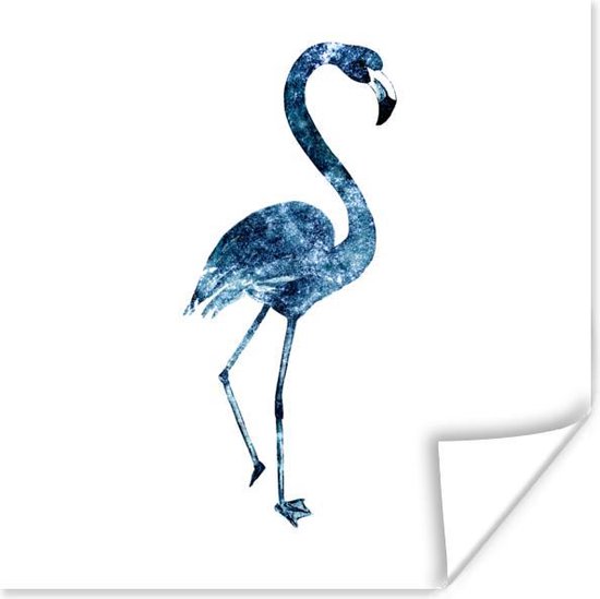 Affiche Flamingo - Ressorts - Blauw - 75x75 cm
