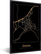 Cadre photo avec affiche - Carte - Gouda - Or - Zwart - 40x60 cm - Cadre pour affiche