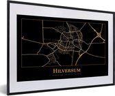 Fotolijst incl. Poster - Kaart - Hilversum - Simpel - Goud - Zwart - 60x40 cm - Posterlijst