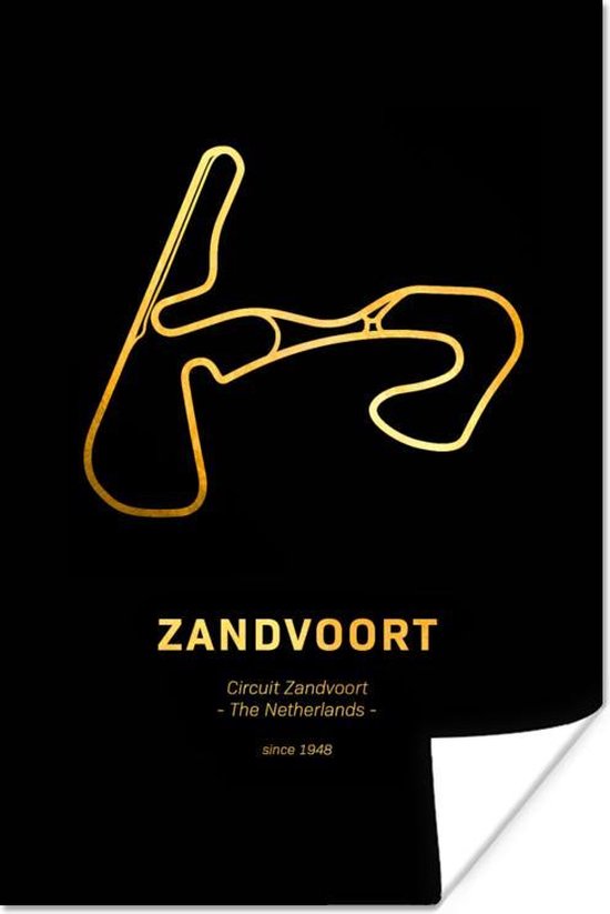 Poster Circuit - Zandvoort - Goud - 60x90 cm - Cadeau voor man