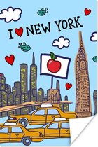 Poster New York - Tekening - Taxi - 20x30 cm