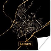 Poster Carte - Leiden - Zwart - Or - 100x100 cm XXL