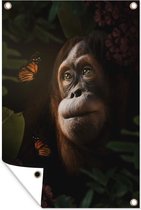 Tuindecoratie Vlinder - Jungle - Aap - 40x60 cm - Tuinposter - Tuindoek - Buitenposter