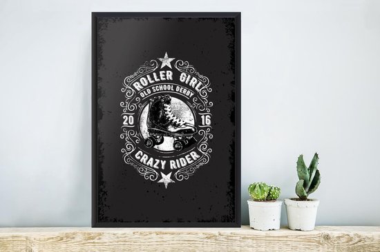 Affiche avec cadre Vintage - Rollers - Zwart - 40x60 cm