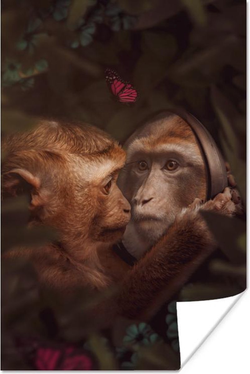 Poster Aap - Spiegel - Jungle - 60x90 cm