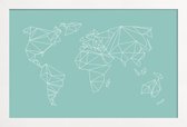 JUNIQE - Poster met houten lijst Geometrical World Green -13x18