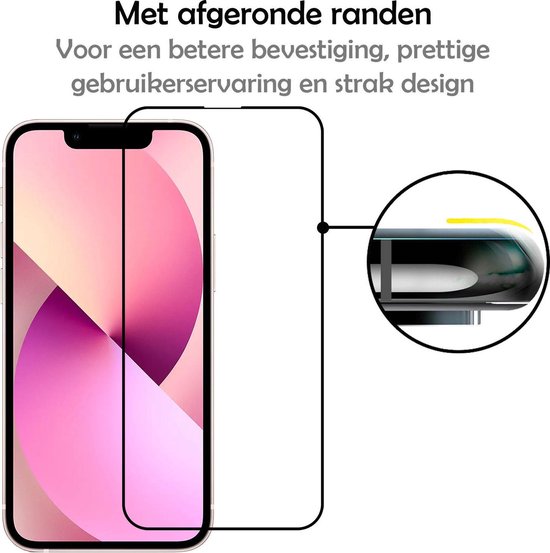 Protecteur d'écran iPhone 13 Glas 3D Zwart - Protecteur d'écran iPhone 13 Full Cover - 3 Pièces