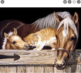 Paarden in stal - Diamond Painting 40x30cm inclusief premium tools