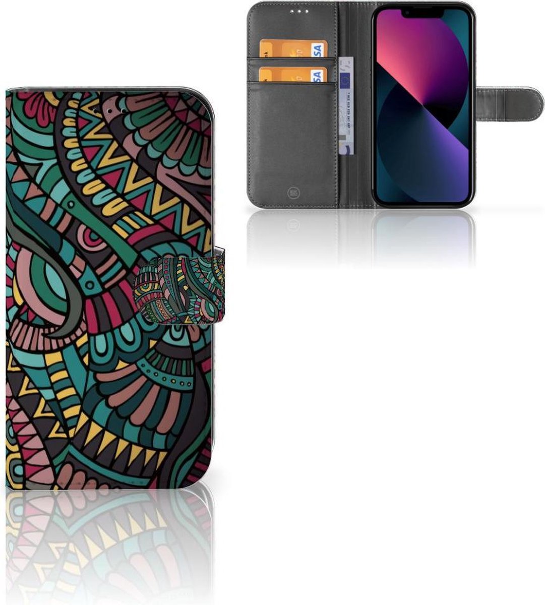 Boekhoesje voor Apple iPhone 13 Telefoon Hoesje Aztec