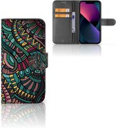 GSM Hoesje Geschikt voor iPhone 13 Flip Case Aztec