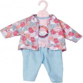 kledingset voor pop van 43 cm roze/lichtblauw