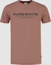 Purewhite -  Heren Slim Fit    T-shirt  - Bruin - Maat M