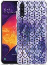 Galaxy A50 Hoesje Paars Hexagon Marmer - Designed by Cazy