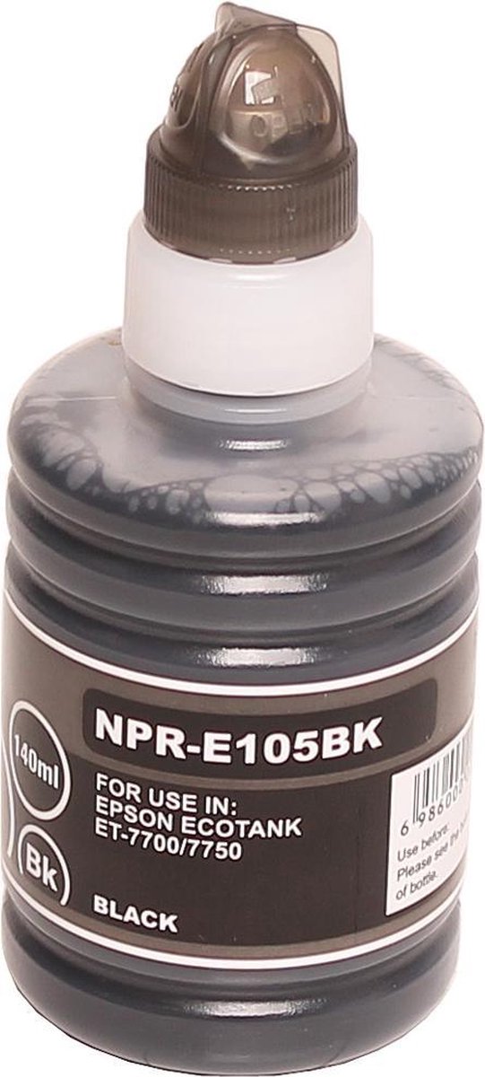 Image of ABC huismerk navulflesje voor Epson 105 zwart geschikt voor EcoTank ET7700 ET7750