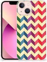 TPU Siliconen Hoesje geschikt voor iPhone 13 mini Doorzichtig Hoesje Zigzag Color