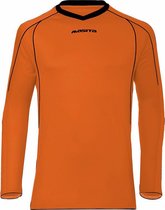 Masita | Sportshirt Heren Lange Mouw - Striker Voetbalshirt Fitness Shirt- Hardloopshirt Heren - Wedstrijdshirt - sneldrogend - ORANGE/BLACK - 164
